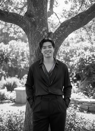 Danson Lim, standing beneath a tree in a garden